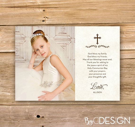 First Holy Communion Thank You Card Note Chalice Teal Template ...