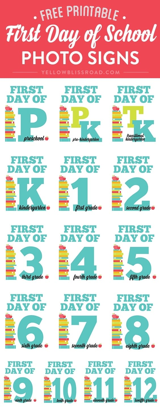 printable first day of school signs 2016