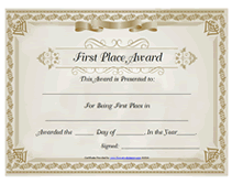 printable first place award certificates