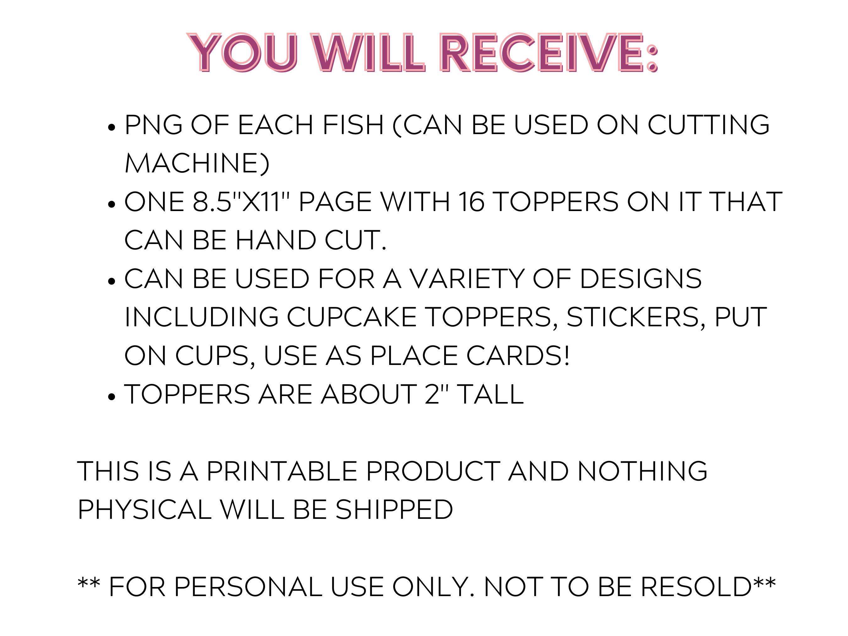 Fish cupcake toppers (printable) - PinkFish Shop
