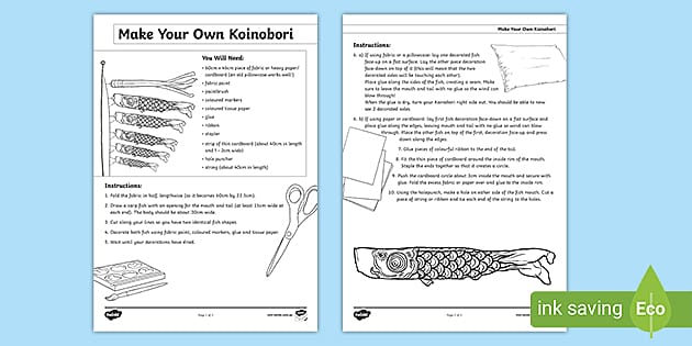 Make Your Own Koinobori | Japanese Fish Kite Template