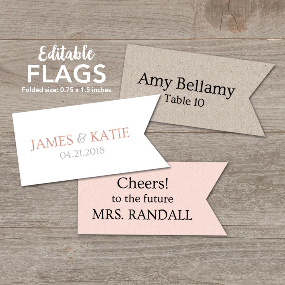Editable Toothpick Flag Template / Favor Flags, Drink Straw Flags ...