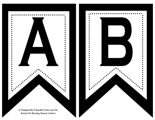 Small Swallowtail Printable Banner Letters A-Z | Numbers 0-9 | TH ...