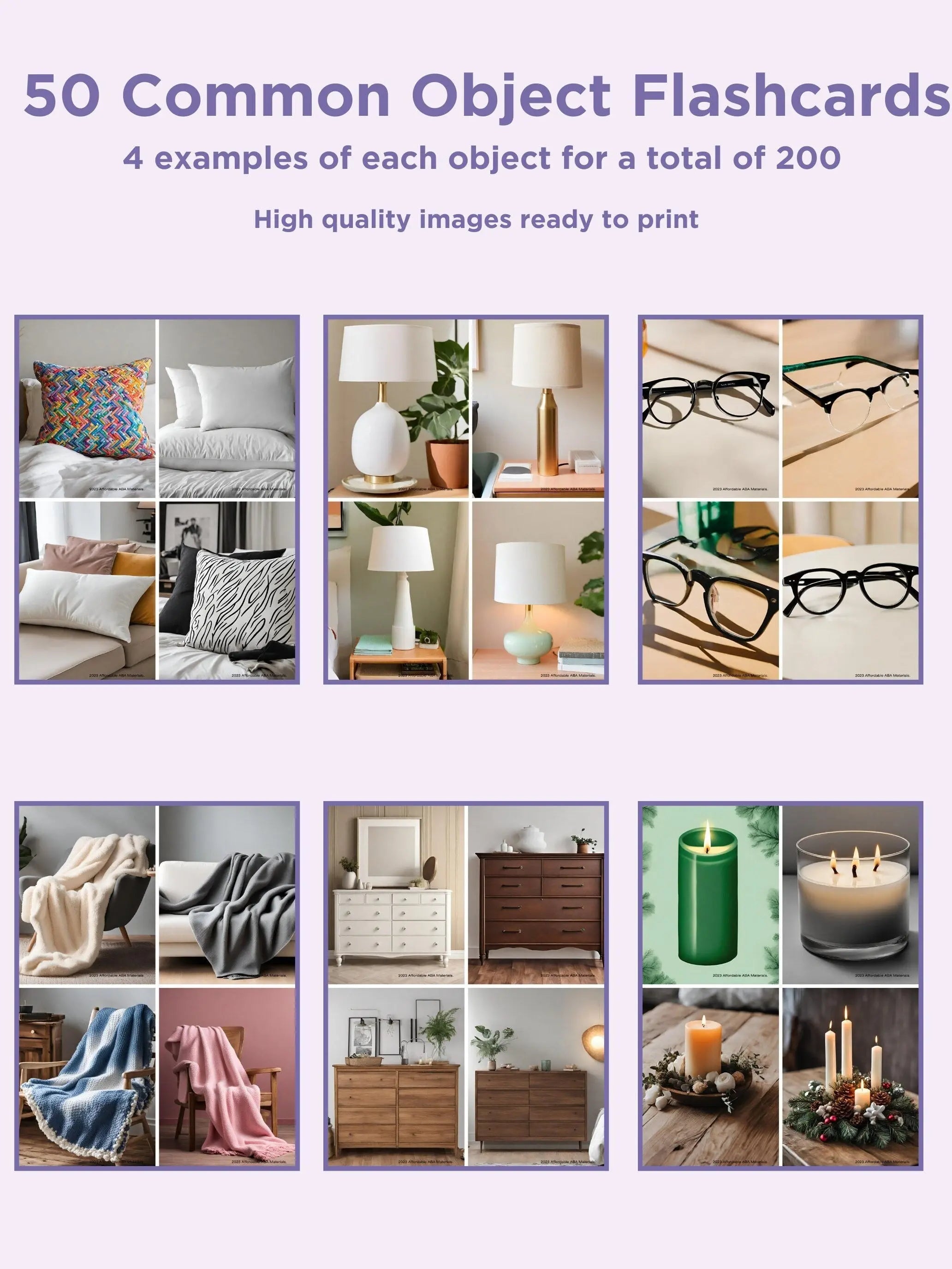 50 Common Object Flash Cards-Picture Only Printable Flash Cards ...