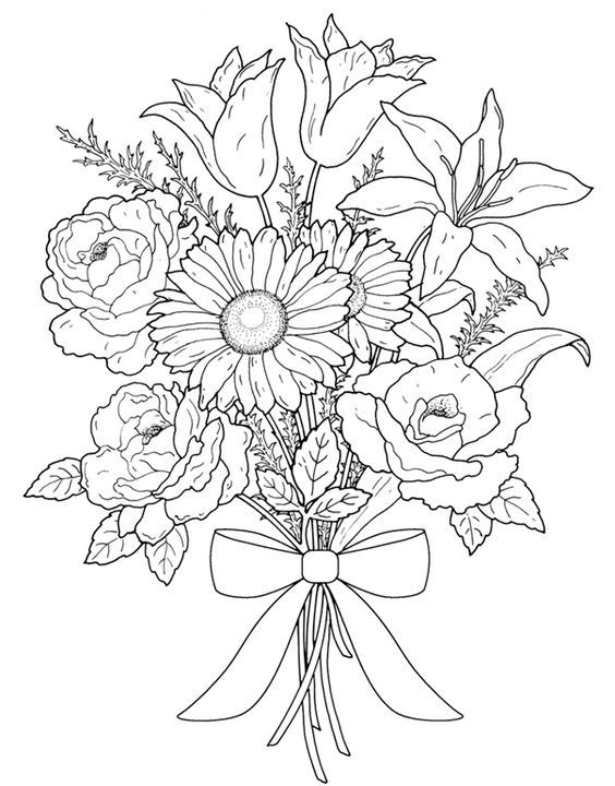 printable flower bouquet coloring pages
