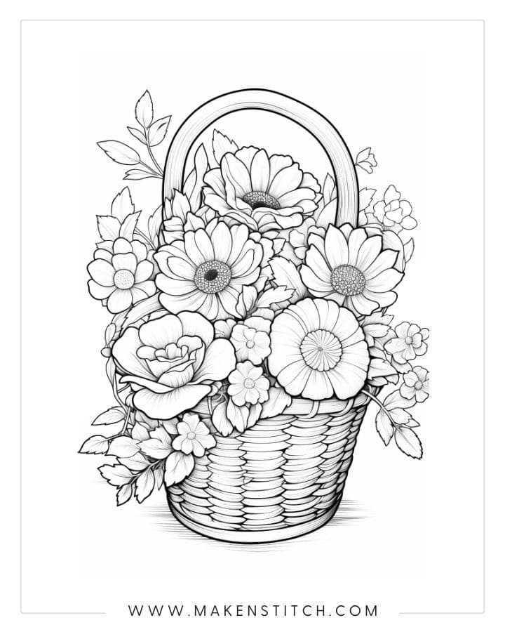printable flower bouquet coloring pages