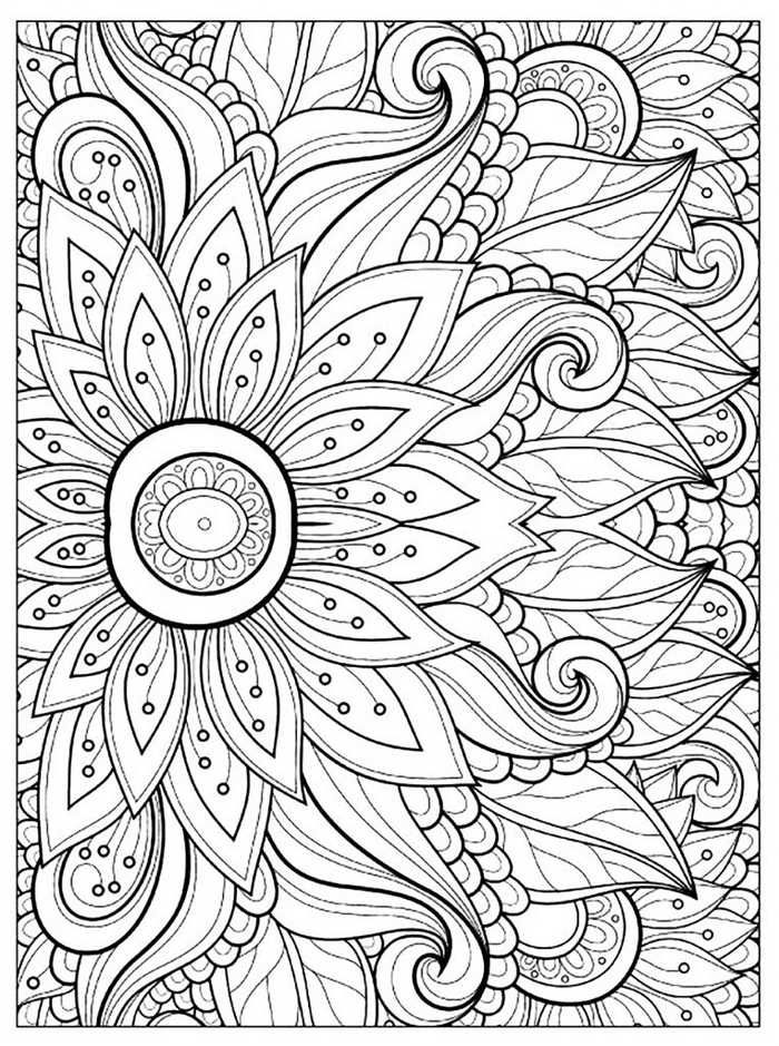 Flower Coloring Pages For Adults PDF Printable - Coloringfolder.com