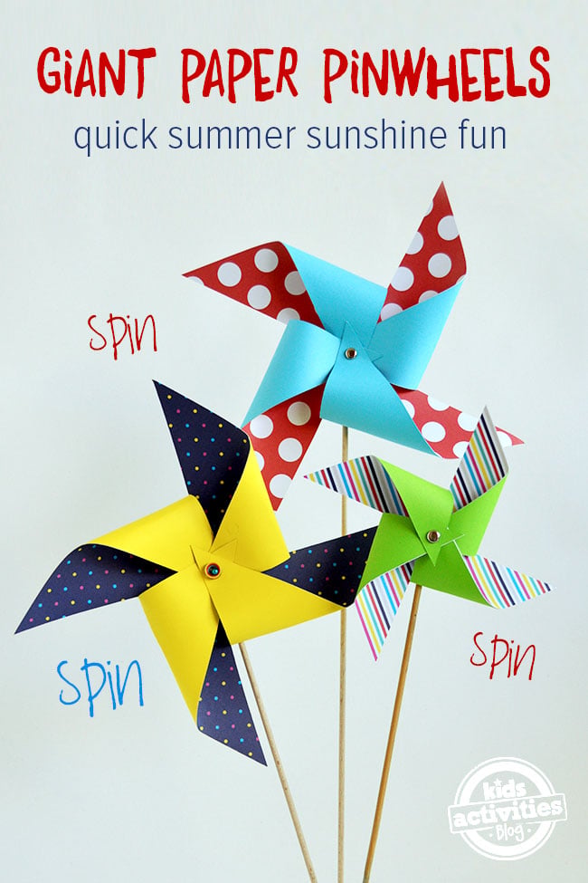Quick n Easy Paper Pinwheel Craft with Printable Template | Kids ...