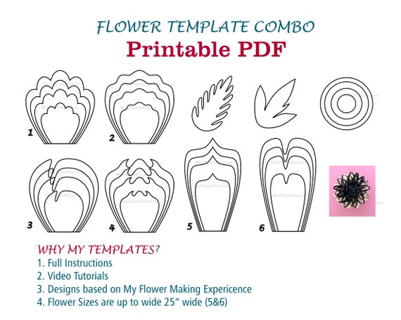 Digital Paper Flower Template PDF Paper Flower Bundles Giant Paper ...