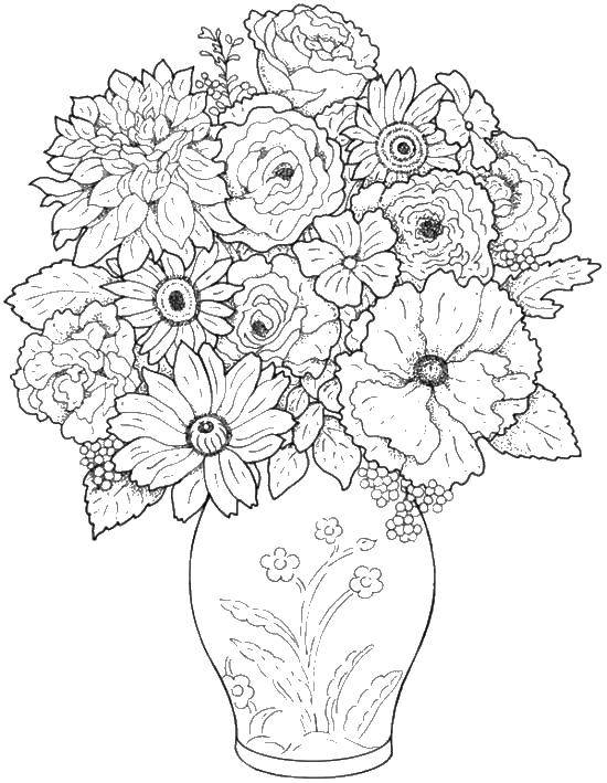 printable flower vase coloring pages