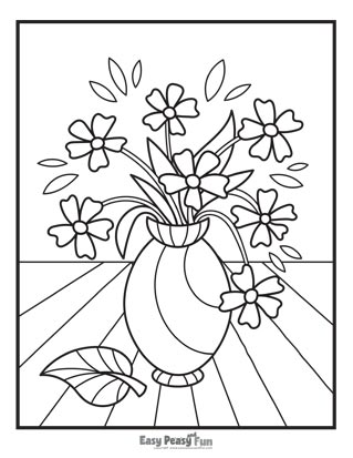 printable flower vase coloring pages