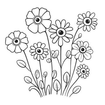 printable flowers black and white