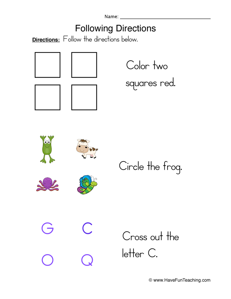 printable following directions activities