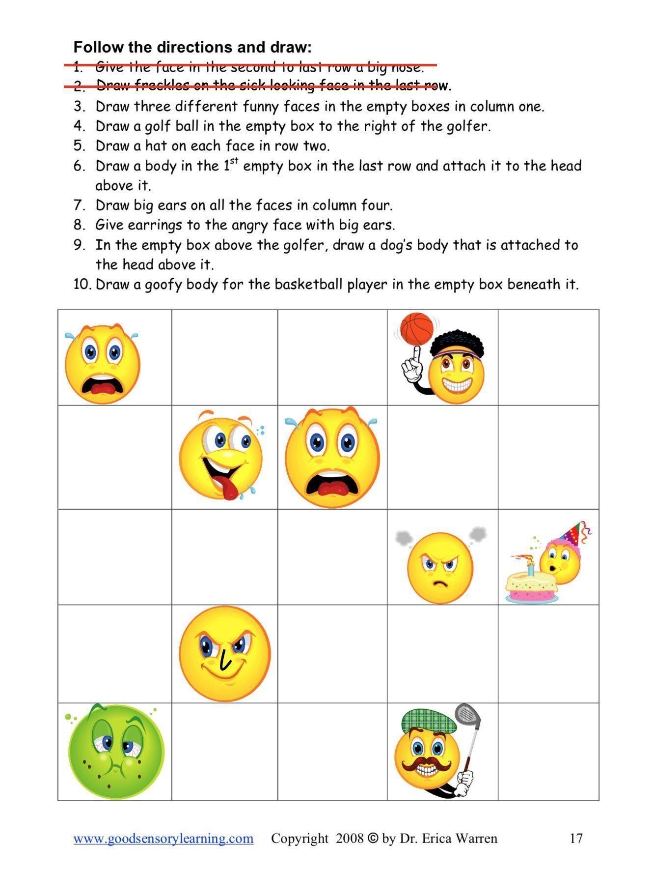 Following Directions Worksheets | Activities For Beginners - Good ...