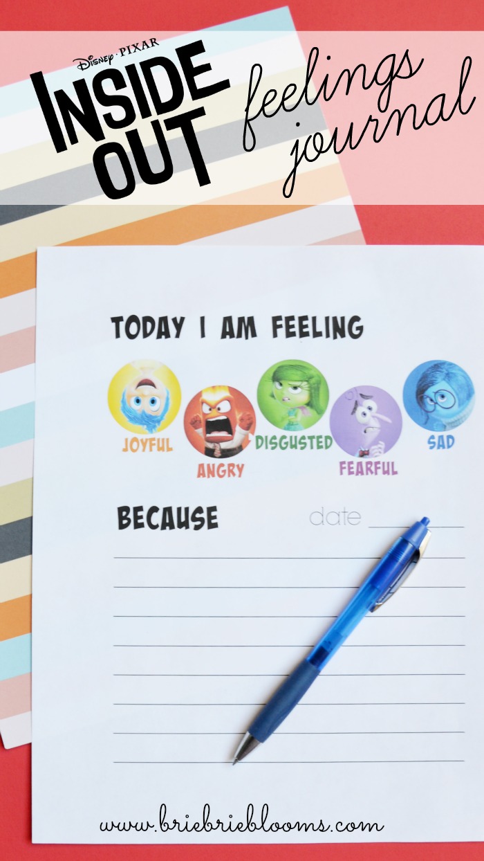 Free printable Inside Out feelings journal - Brie Brie Blooms