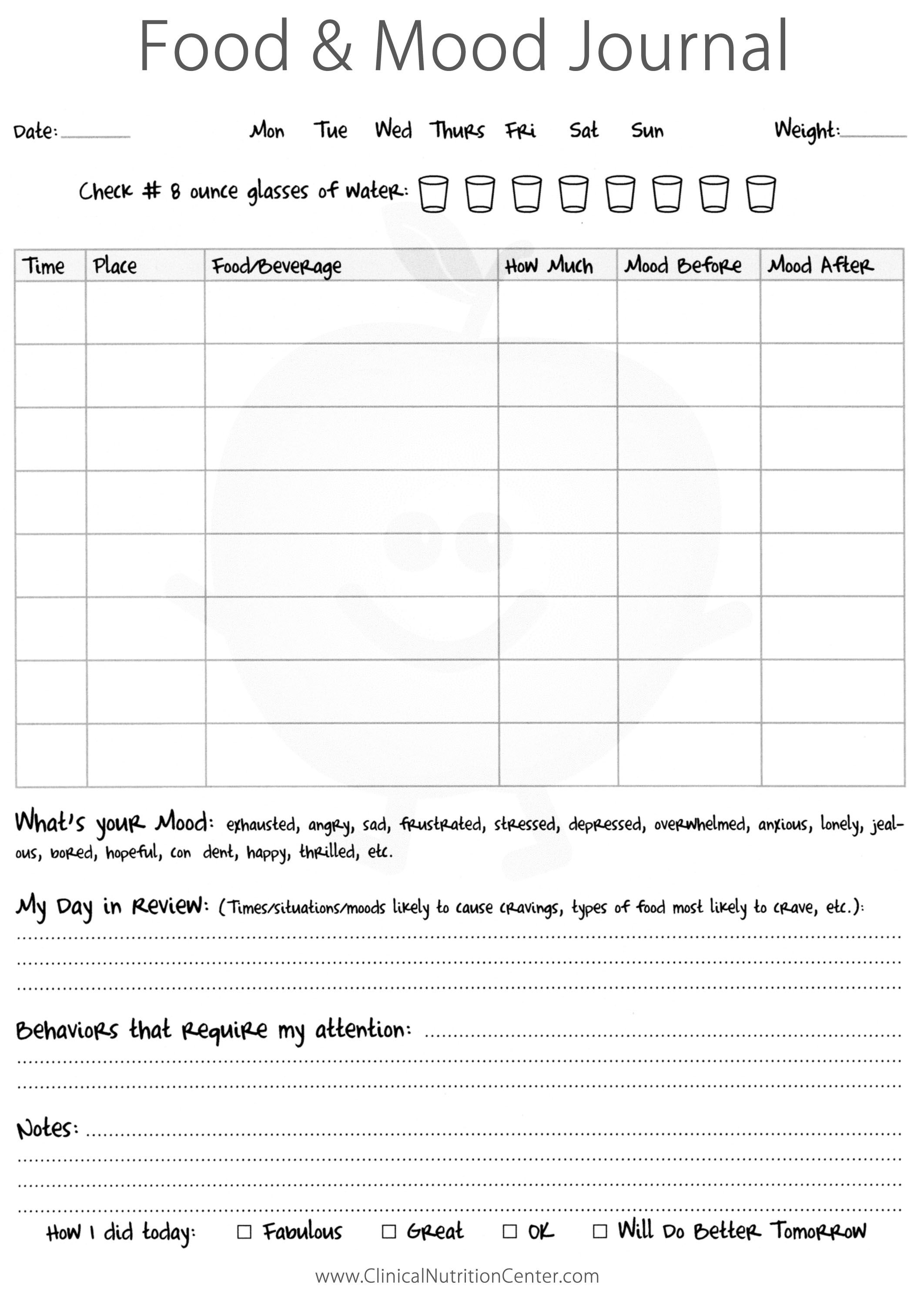 printable food and feelings journal