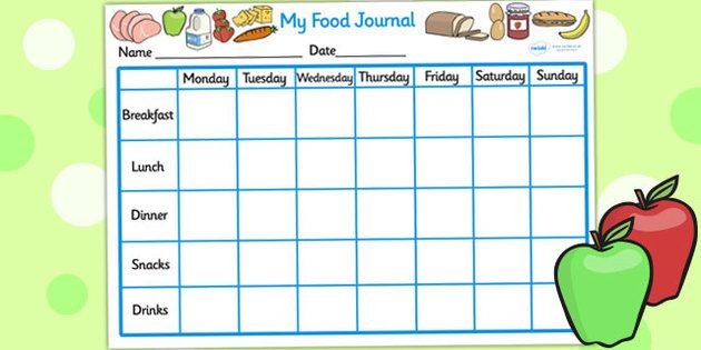 printable food diary for toddlers
