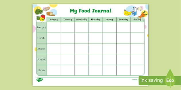 printable food diary for toddlers