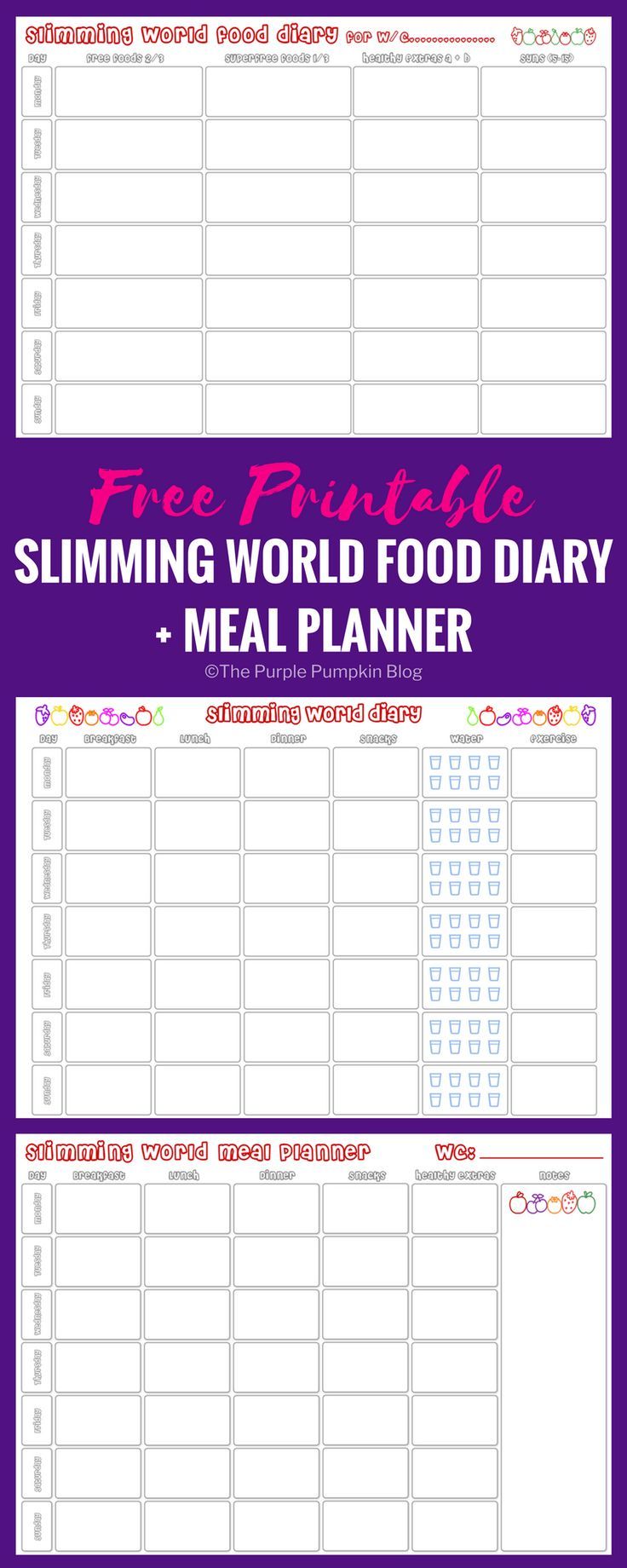 printable food diary slimming world