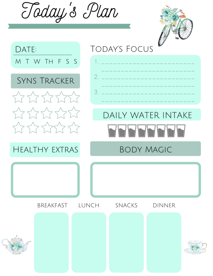 printable food diary slimming world