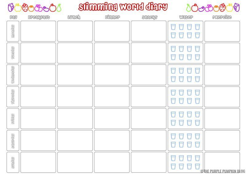 printable food diary weekly slimming world