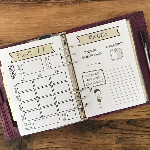 printable food diary weekly slimming world