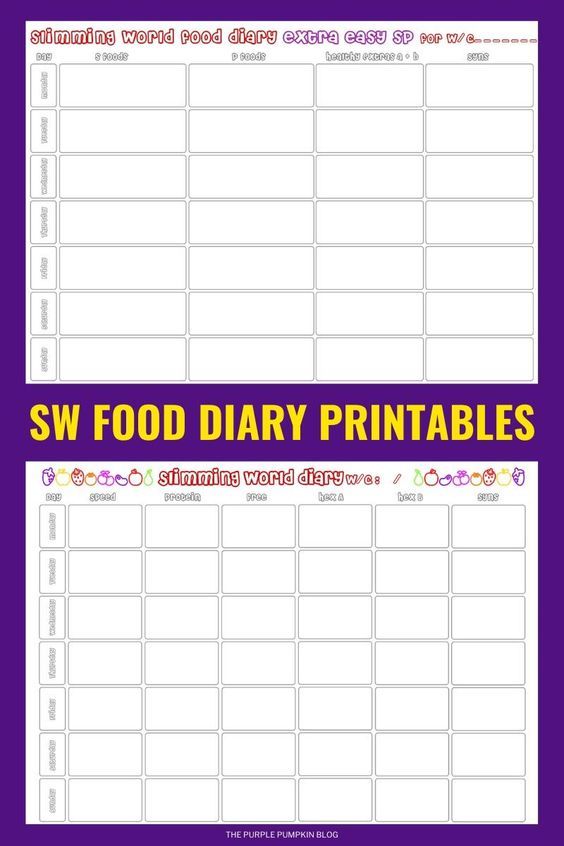 Slimming World Food Diary Printable &  Meal Planner Printable