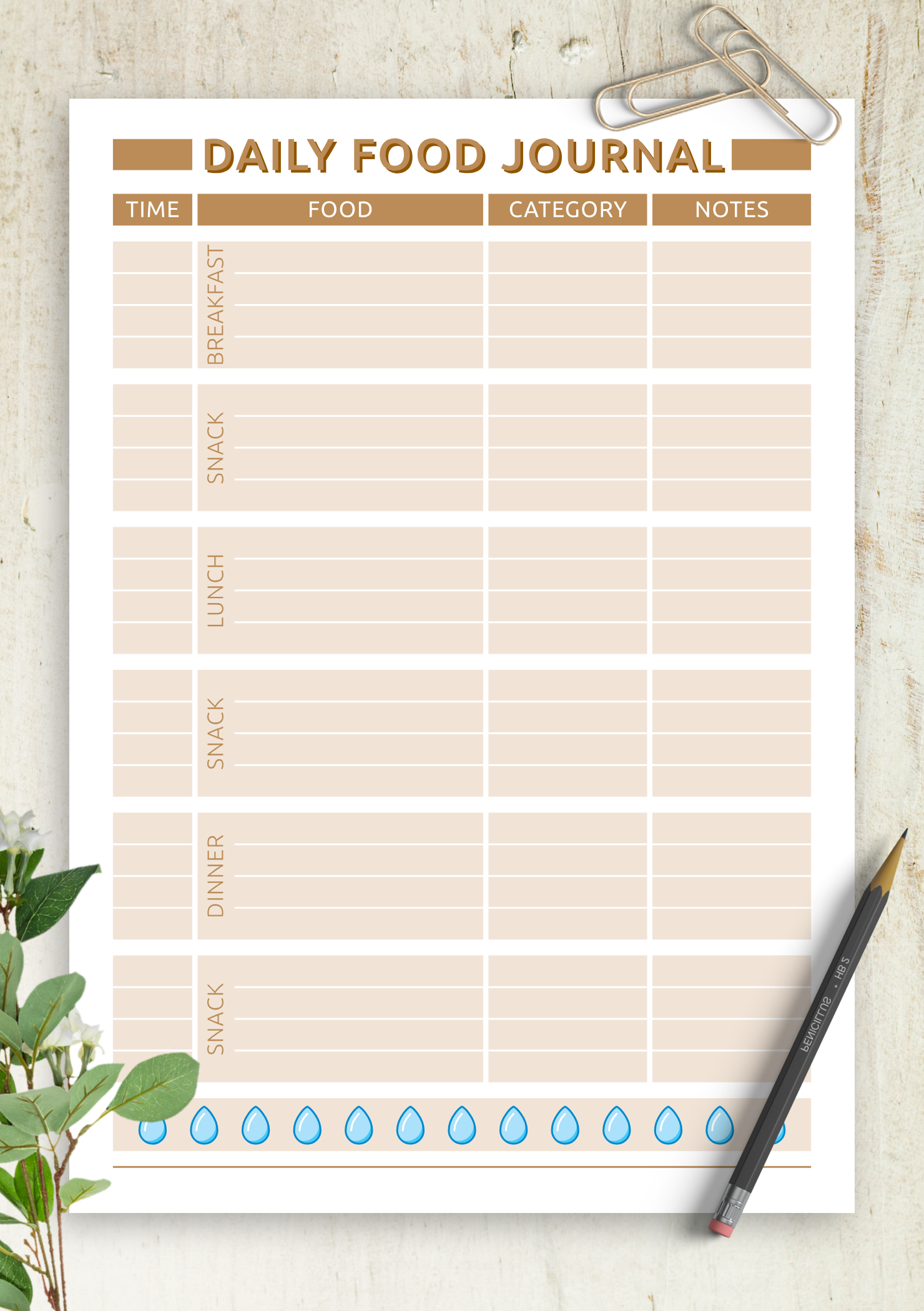 printable food journal pdf