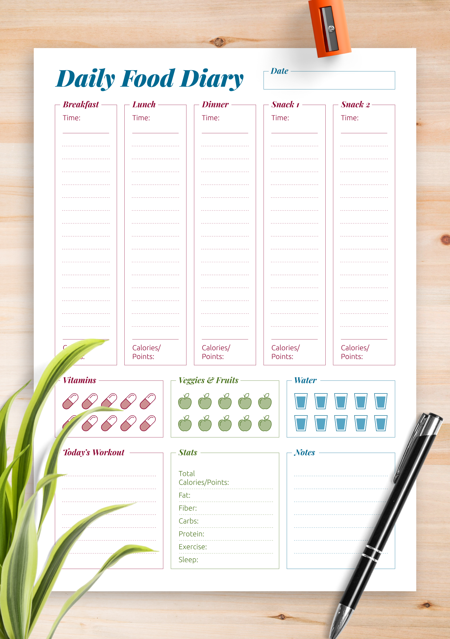 printable food journal pdf