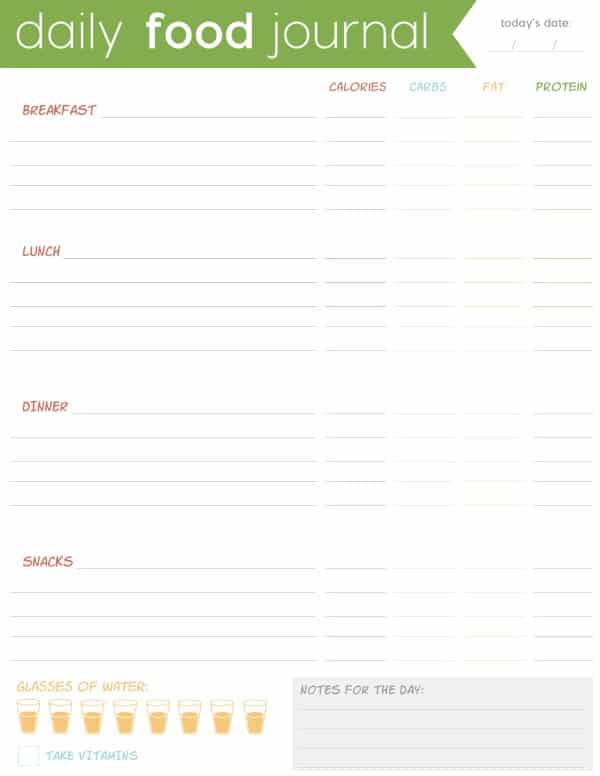 printable food journal pdf