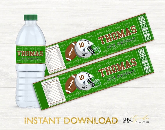 printable football water bottle labels