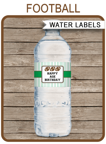 Football Party Water Bottle Labels template