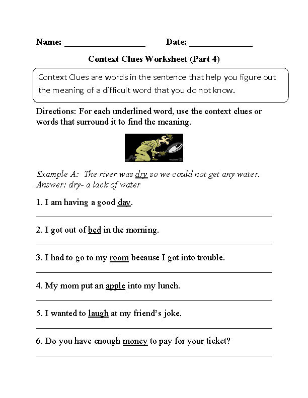 printable for 4th grade context clues