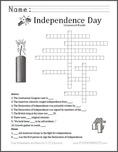printable fourth of july crossword puzzles