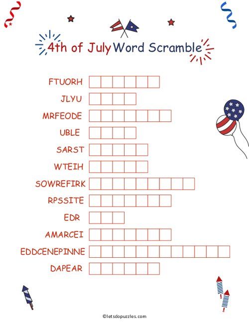 printable fourth of july crossword puzzles