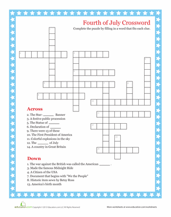 printable fourth of july crossword puzzles