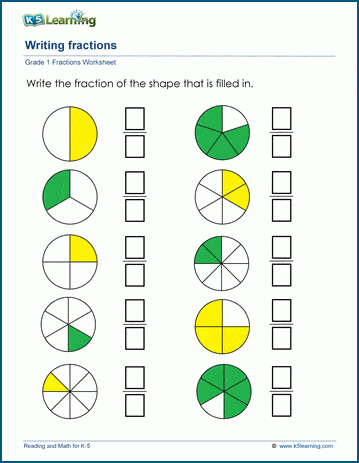 Writing fractions worksheets | Worsheets library