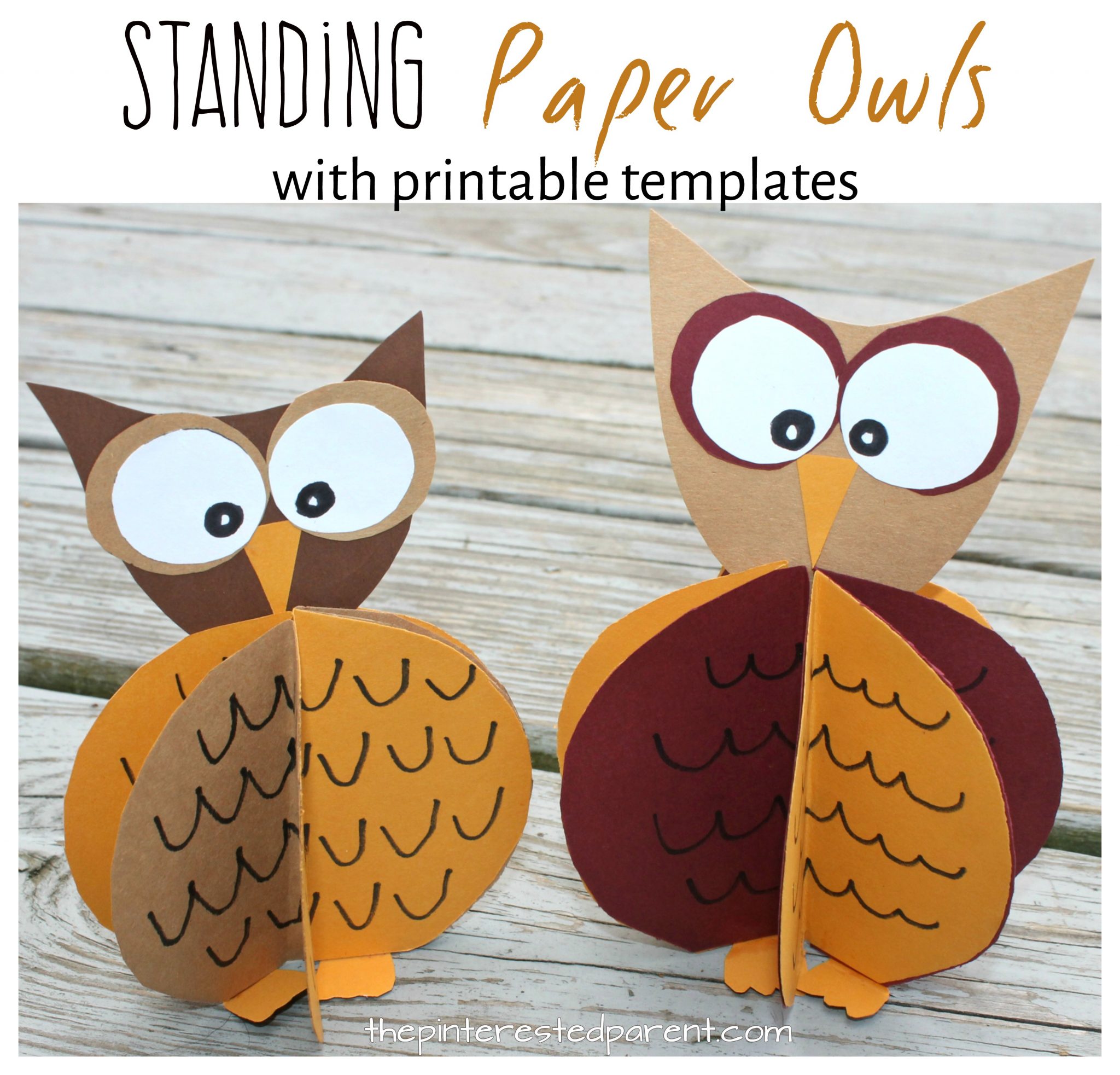 Standing Paper Owl Crafts - The Pinterested Parent