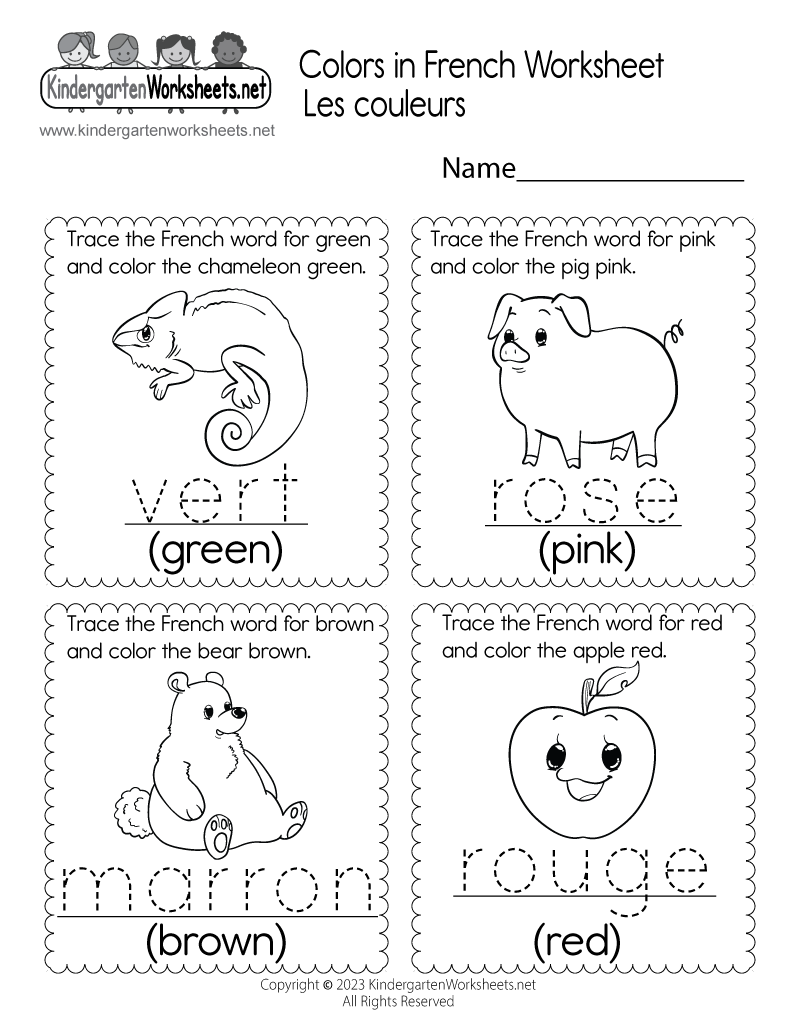 printable french worksheet