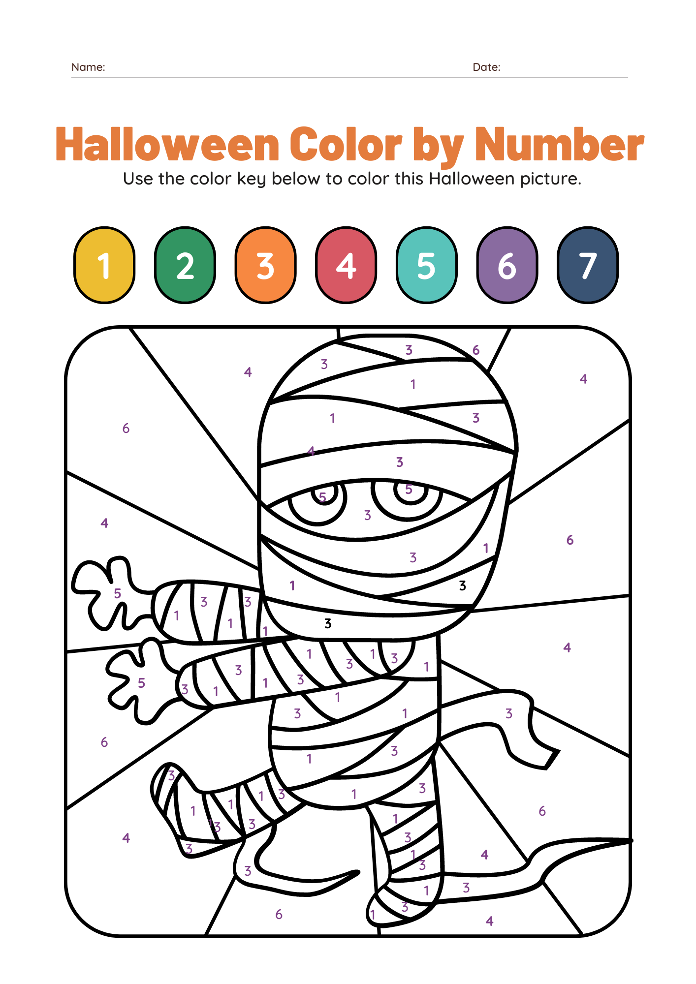 10 Halloween Color by Number Printable Worksheets FREE ...