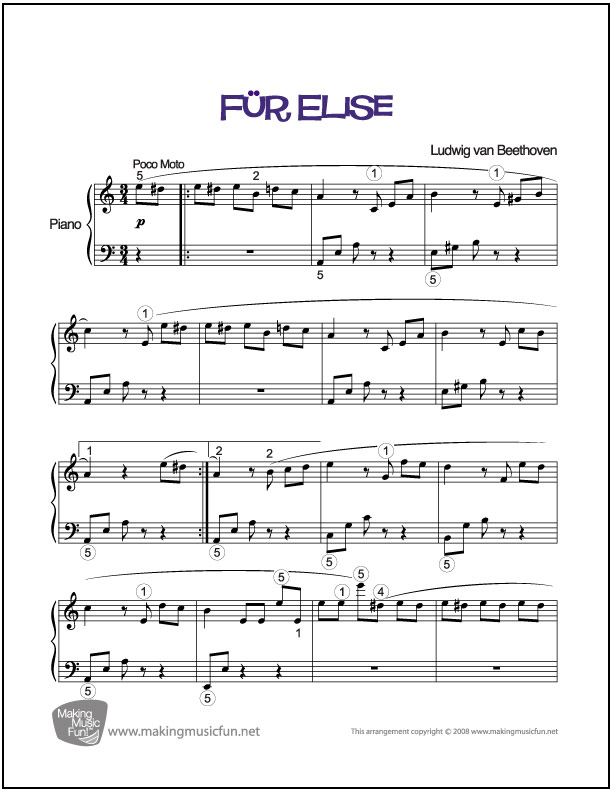 printable fur elise sheet music beginners
