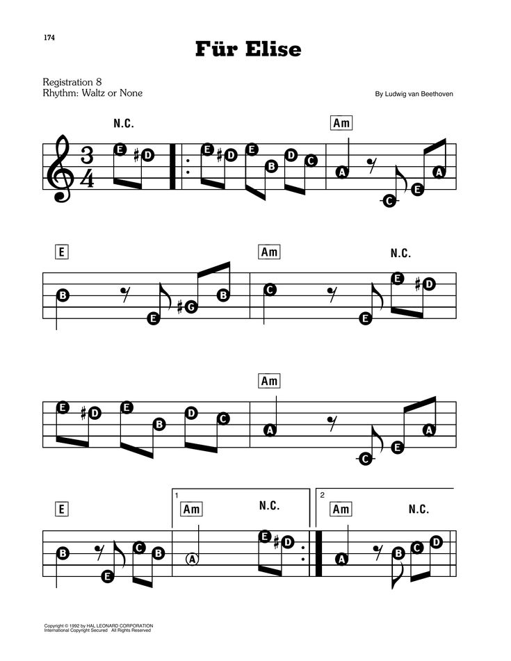 printable fur elise sheet music beginners