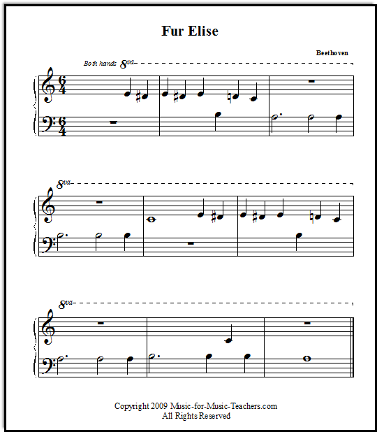 printable fur elise sheet music beginners