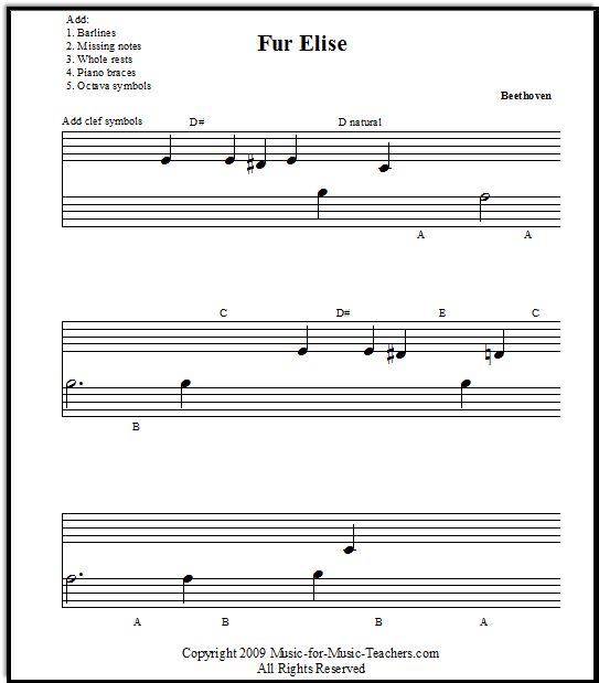 printable fur elise sheet music beginners