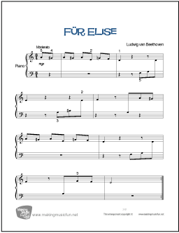 printable fur elise sheet music beginners