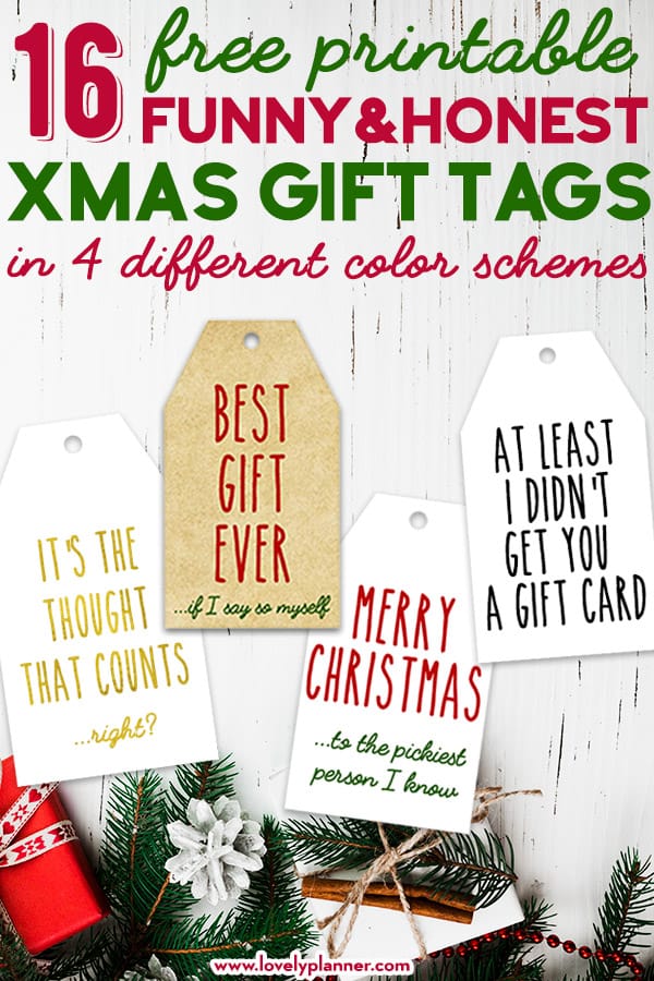 16 Free Printable Funny Honest Christmas Gift Tags - Lovely Planner