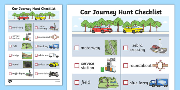 Car Journey Hunt Checklist (teacher made) - Twinkl