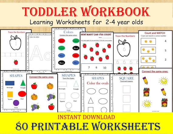 TODDLER WORKBOOK 80 Printable Worksheets, Kids Activities ...