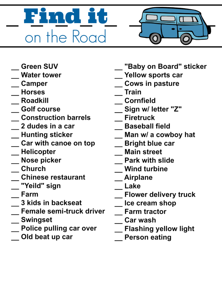 printable games for car trips