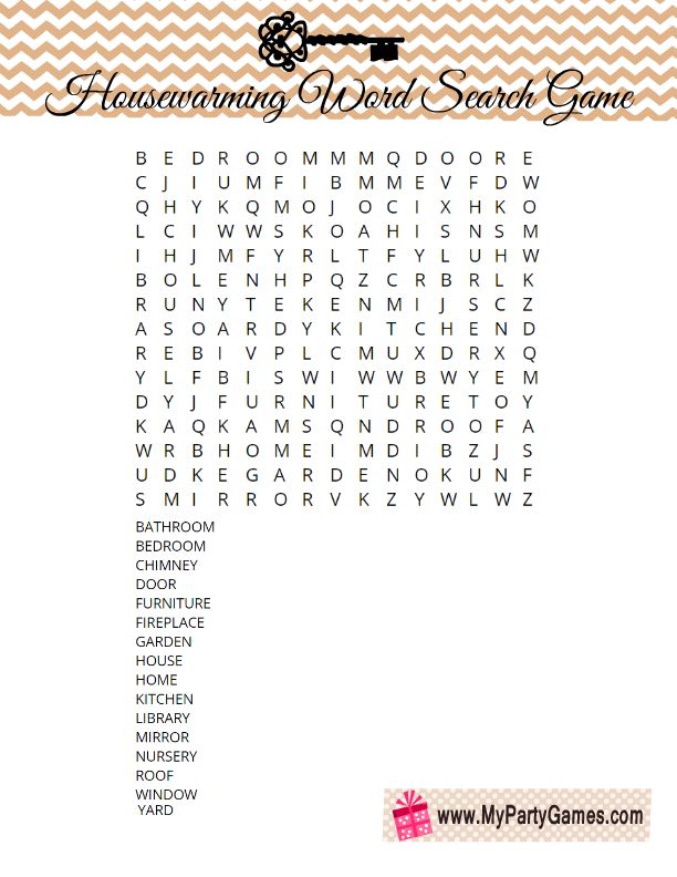 Free Printable Housewarming Word Search Game
